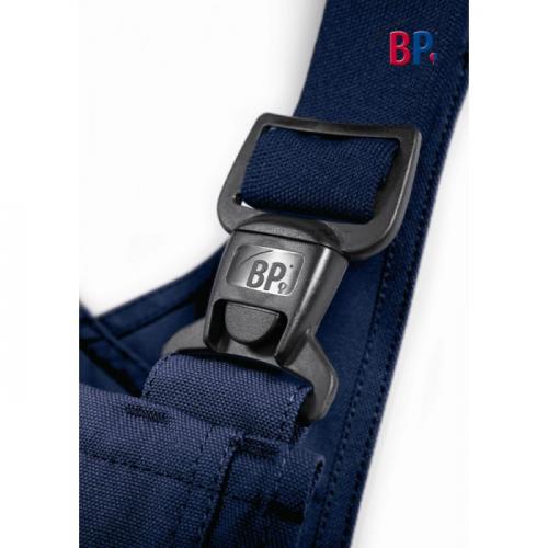 BP Herren Latzhose Sicherheitshose mit zwei verschließbaren Schenkeltaschen in dunkelblau/königsblau Fix Lock Schnalle