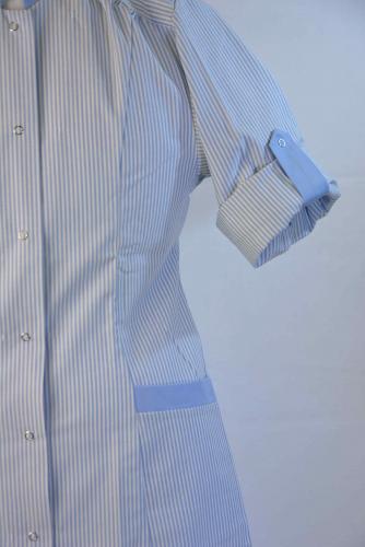 Damenkittel Kittel in femininer Passform blau weiß gestreift