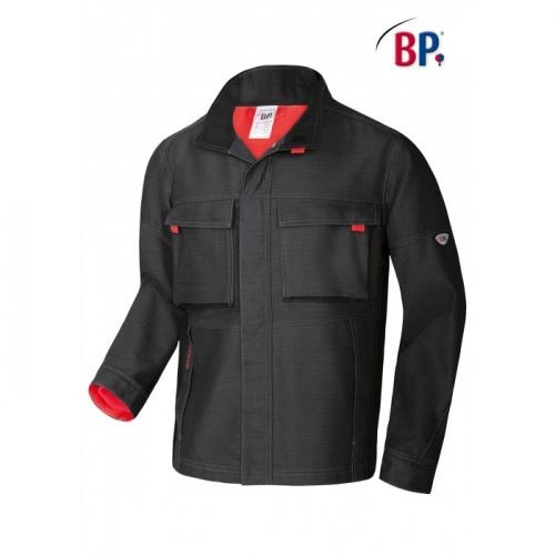 Schweierjacke in schwarz mit Reflexpaspeln